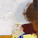 Mid-Century Modern Swedish "Autumn Rhapsody" Vintage Abstract Oil Painting, Hans Osswald