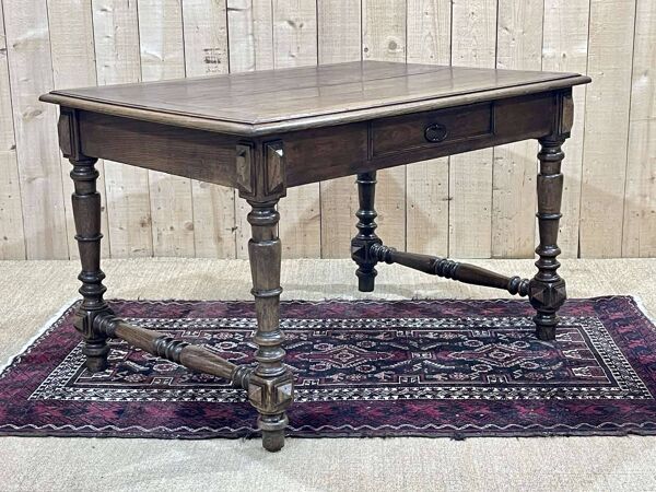 Table bureau en chêne avec un tiroir, travail des années 1930