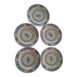 Lot de 5 assiettes à dessert motif bleu