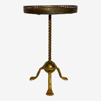 Neo classic brass and mahogany pedestal table