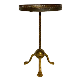 Neo classic brass and mahogany pedestal table