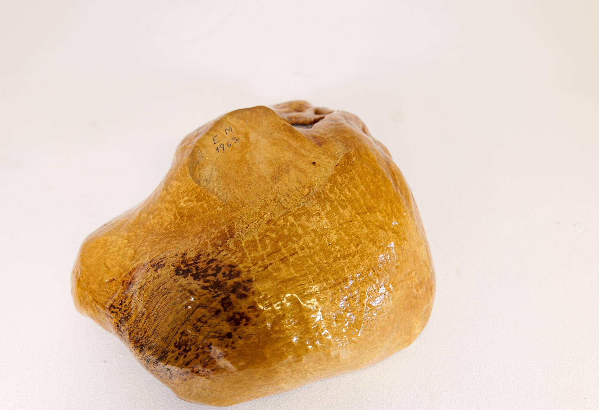 Large Organic Bowl in Curly Birch, Swedish Folk Art, 1962