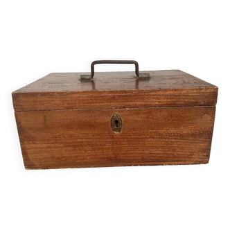 Old wooden box with handle