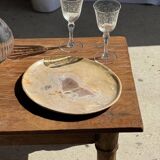 Petrified wood catchall or dish, beige with a brown spot in the centre, D24-27 -377.