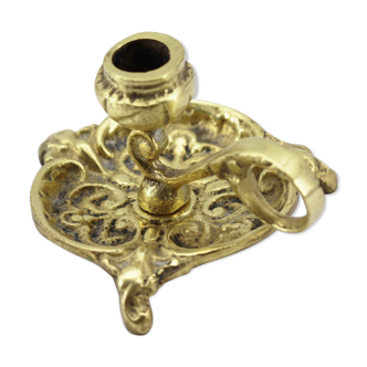 old brass hand candle holder