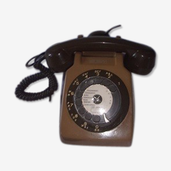 Téléphone PTT à cadran gris et vert de 1970