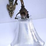Gilt bronze wall light quality glass Holophane 1900