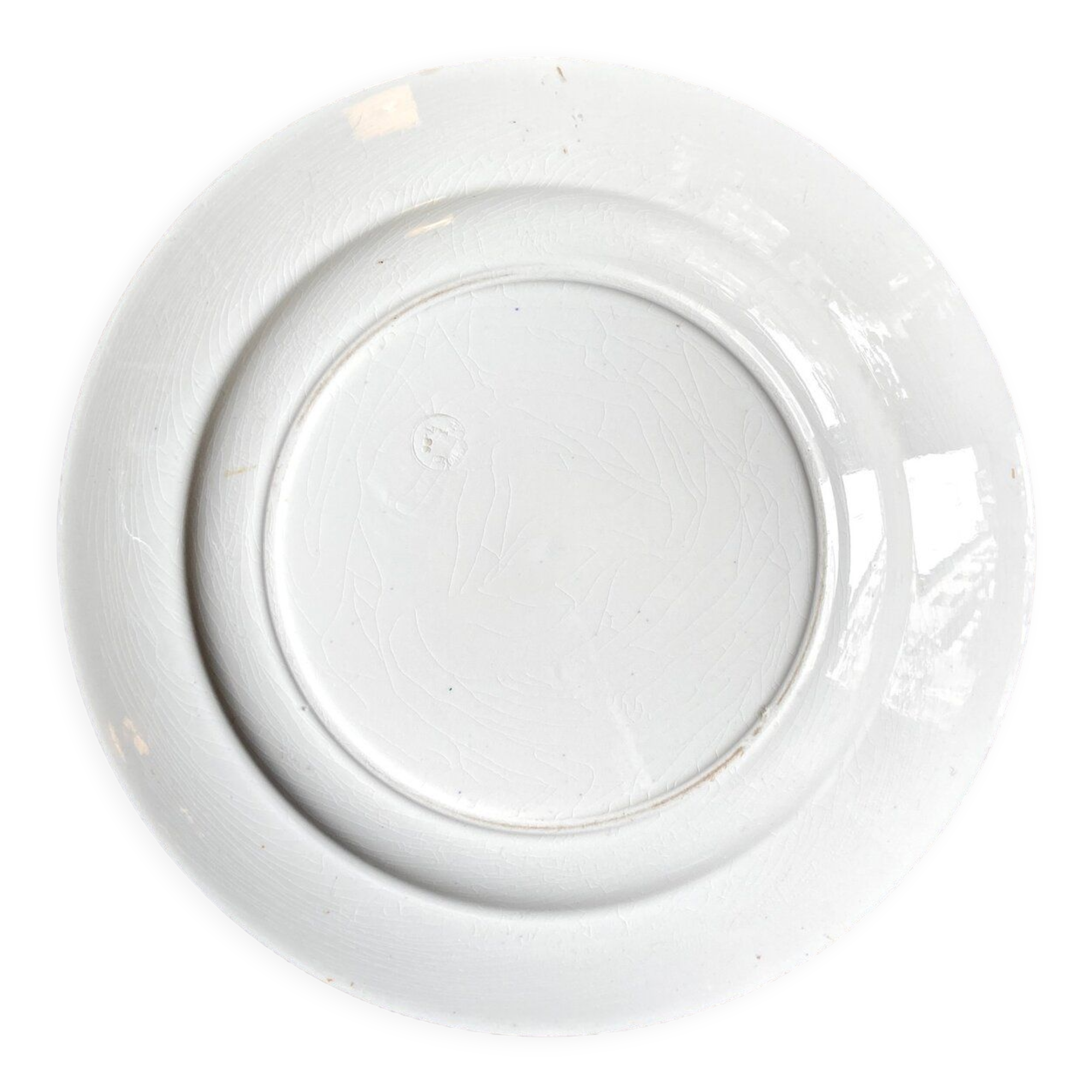 Plat rond longwy en terre de fer blanche et marron