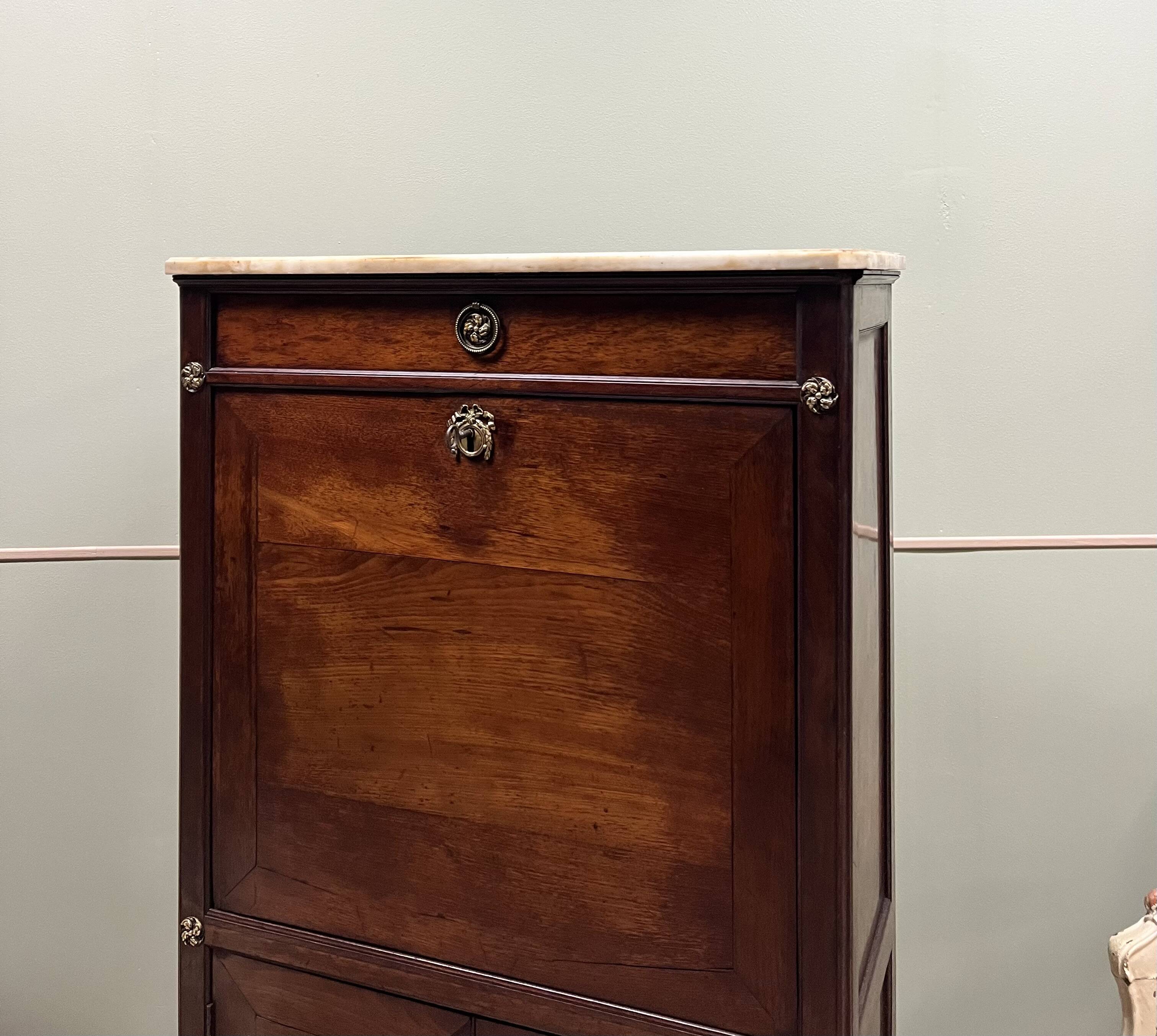 Étienne avril right secretary in mahogany louis xvi period stamped xviii eme century flag