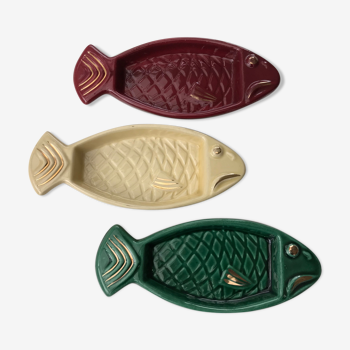 3 plats poissons en céramique
