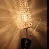 Pair of large gold wall lights with tulip-shaped globes by Arlus