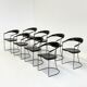 Ensemble de 8 chaises de salle à manger vintage Arrben Ursala en cuir noir.