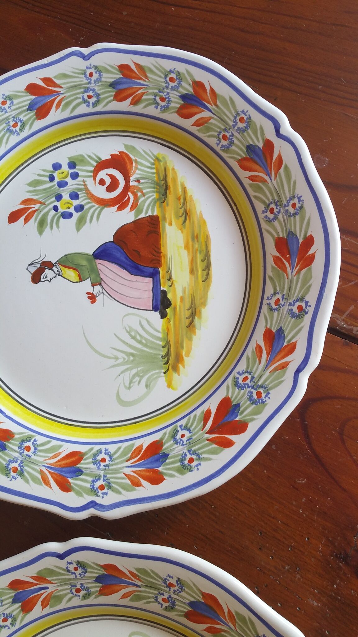 2 Breton Henriot plates from the Quimper earthenware factory