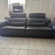 "Pulsation" canapé Roche Bobois, with headrests, black leather.