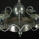 Art Deco Italian Chandelier in Nickel Brass and Frosted Glass, 1930s