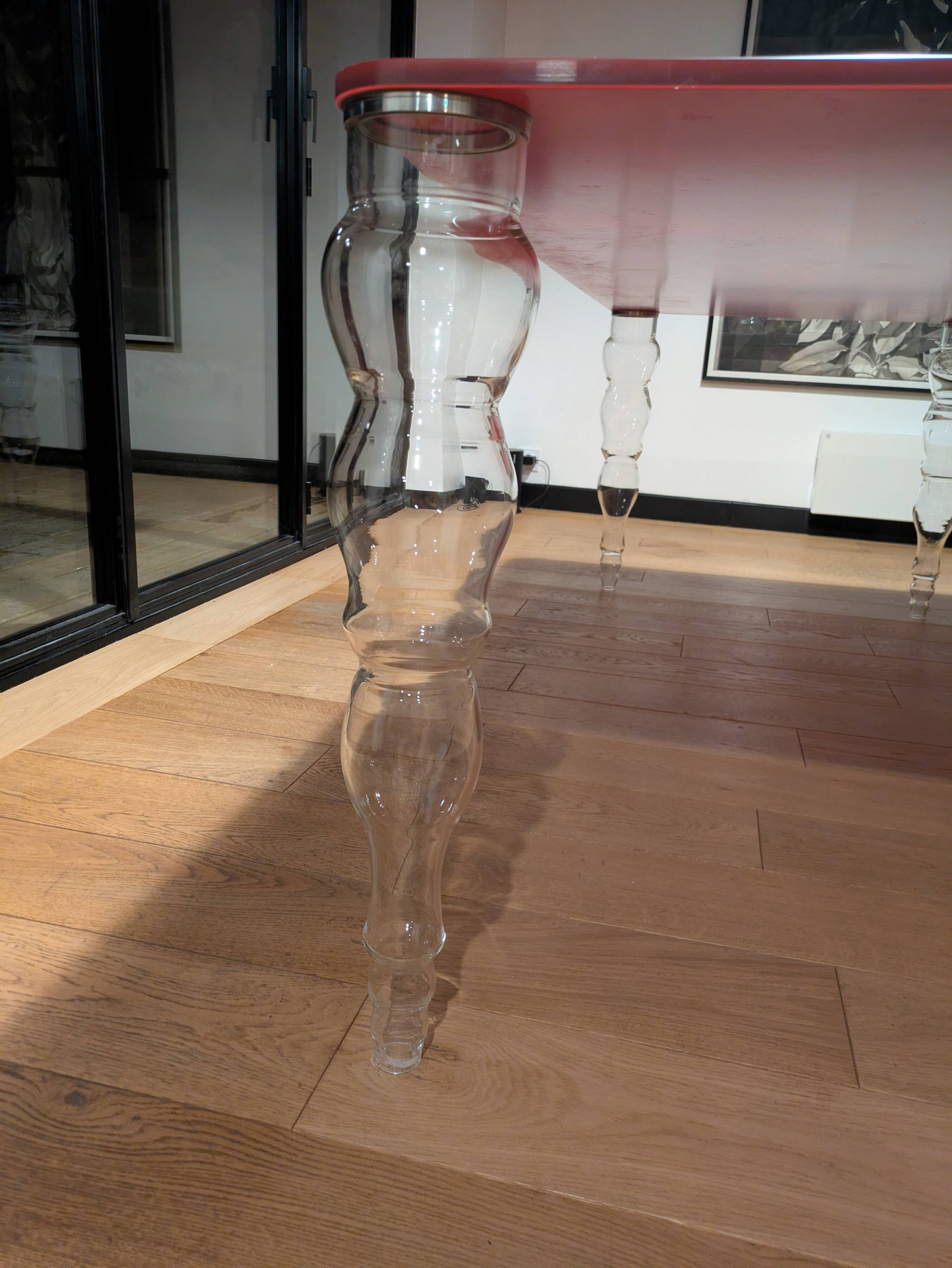 Table post-modern glass Italia POS02 red top