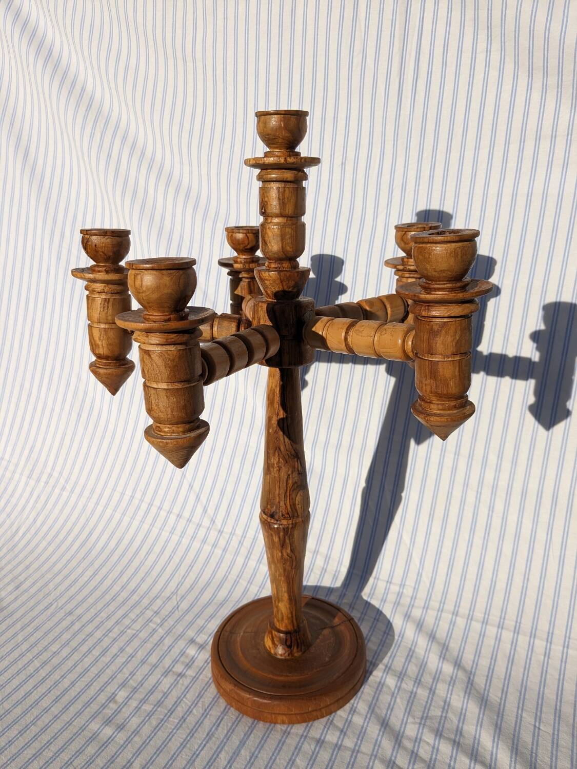 Large turned wooden candlestick