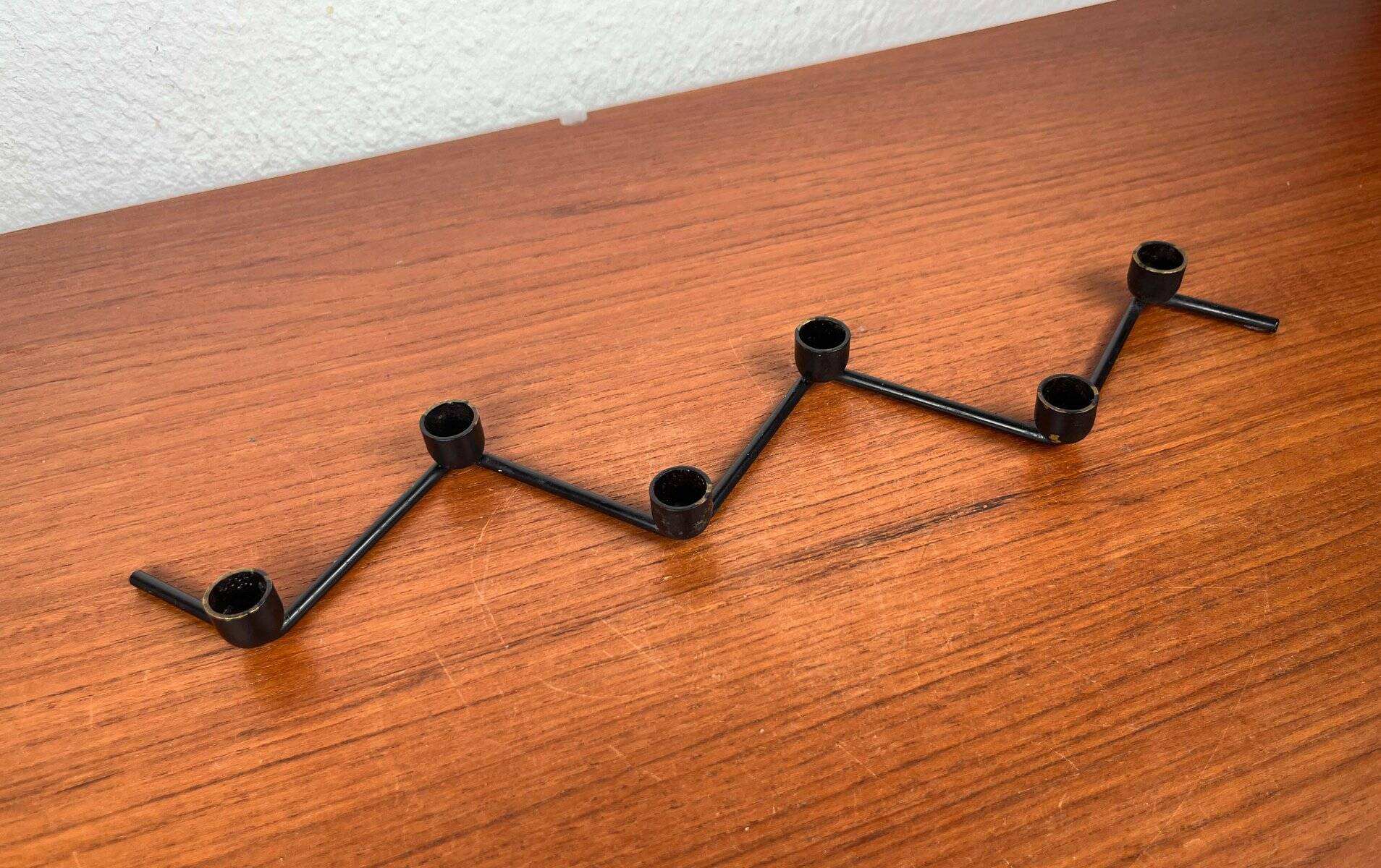 Mid-century Danish minimalist metal candlestick from the 1960s.