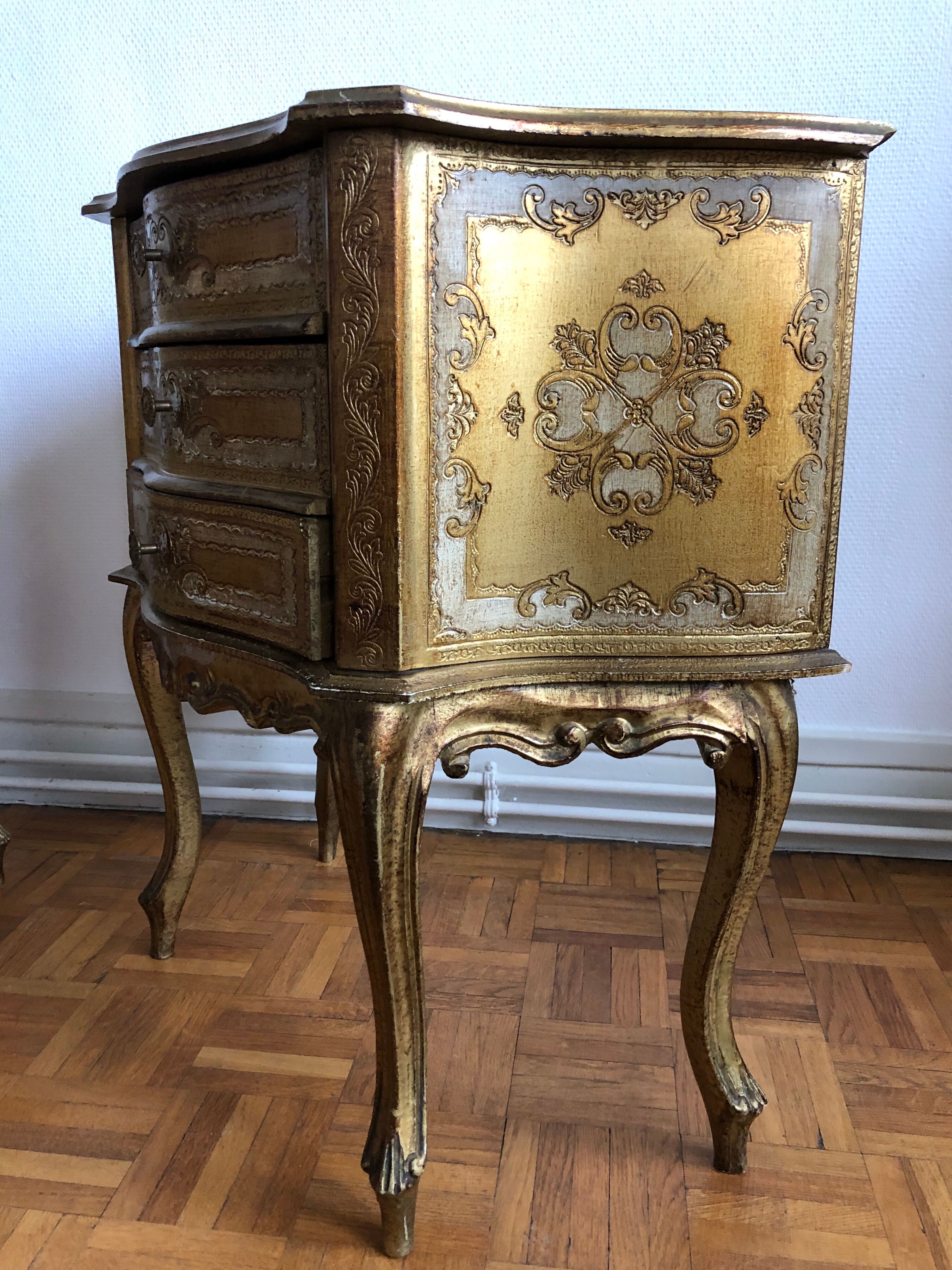 Pair of bedsides Florentine style, 1950s