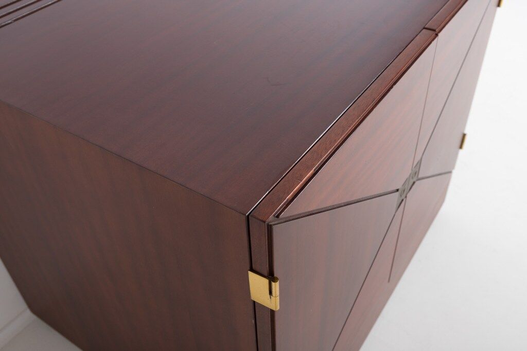 Vintage bar cabinet with brass markings