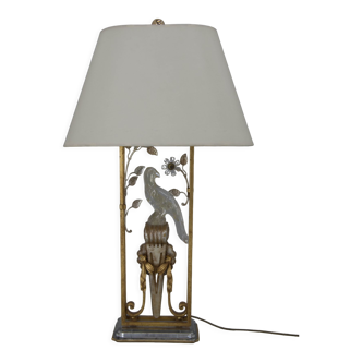 Lampe de table perroquet en cristal, années 1970