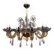 Venetian chandelier in blue and amber Murano glass, 12 light arms, circa 1980.