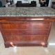 Louis-Philippe mahogany commode with flame finish – 4 drawers – Marble top
