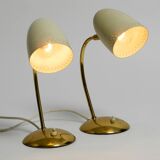 Pair of beautiful German Mid Century Modern brass table lamps with metal sh
