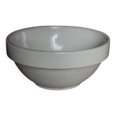 Vintage glazed stoneware salad bowl in greige.