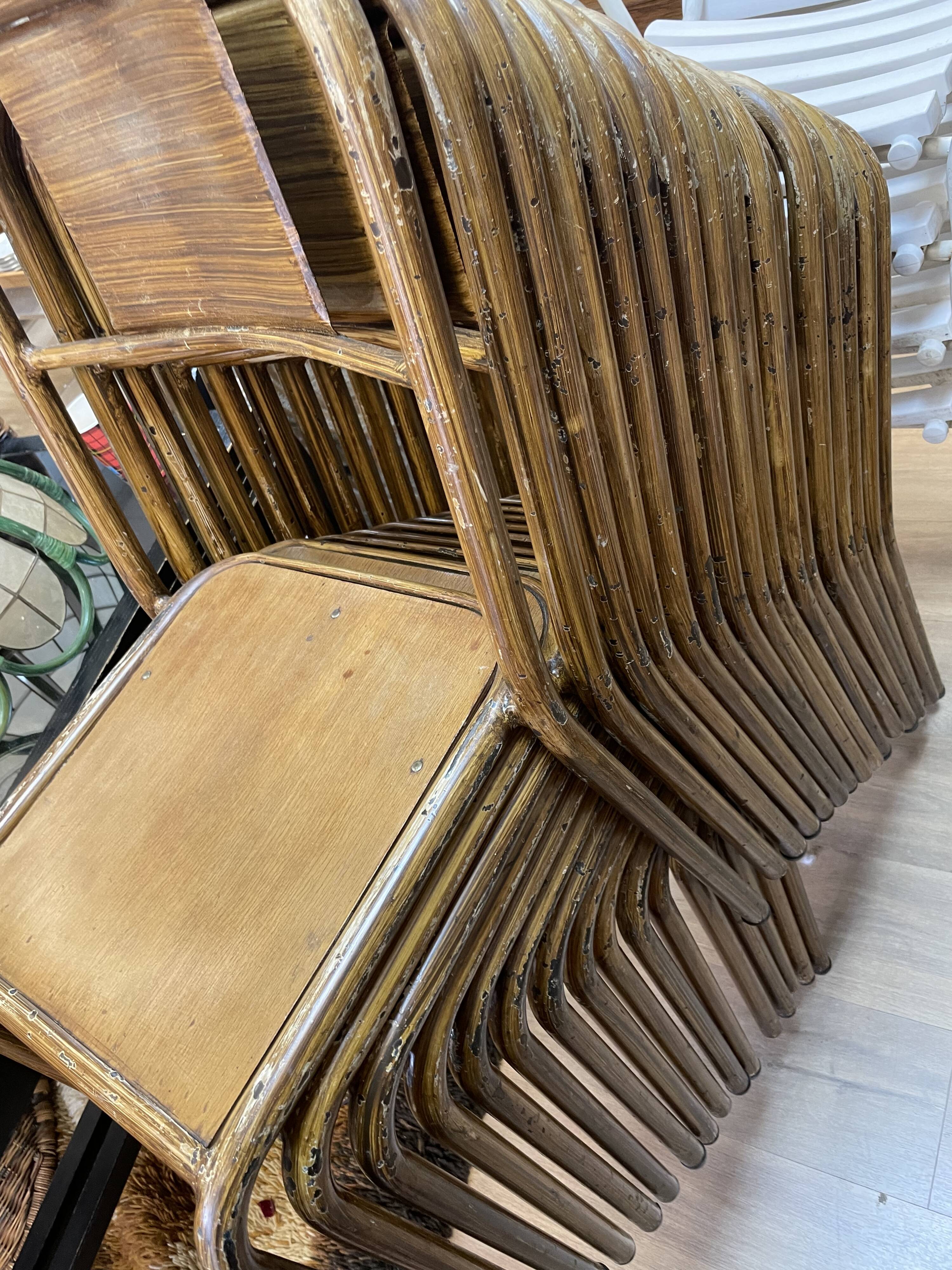 Set of sixteen industrial metal chairs from the 1960s