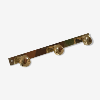 Coat rack 3 hooks vintage brass years 70 s