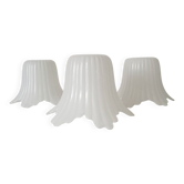 Set of 3 antique tulip lampshades in glass paste.