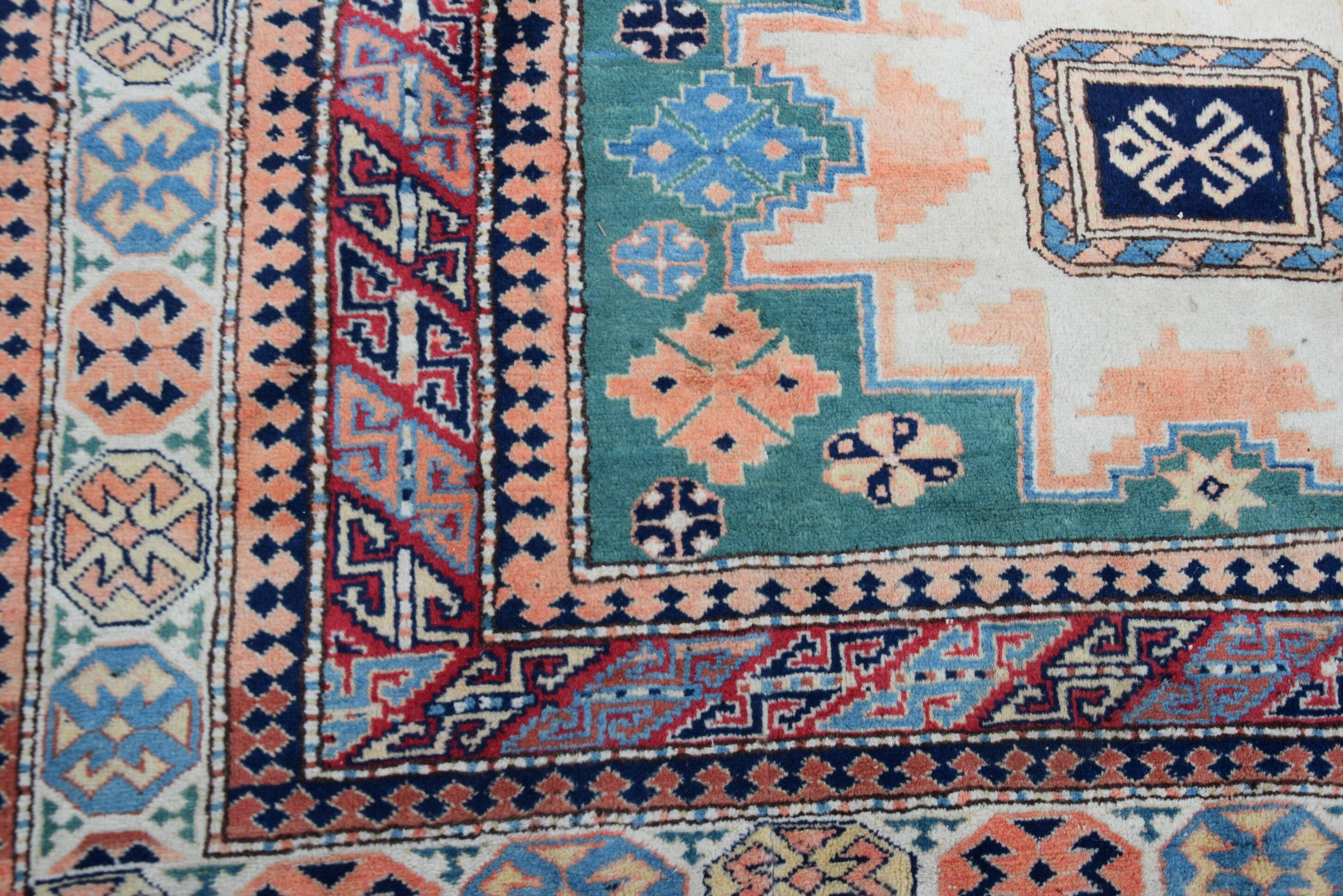 Handmade Oriental Rug Kazak Afghan: 1.66 X 2.64 Meters