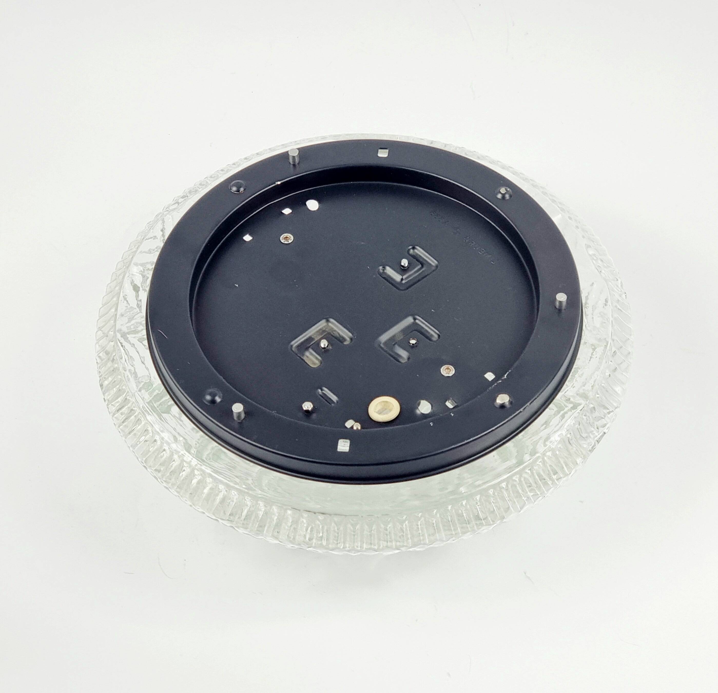 Geometric Transparent Glass Ceiling Light/Flush Mount From Limburg, Germany, 1970s