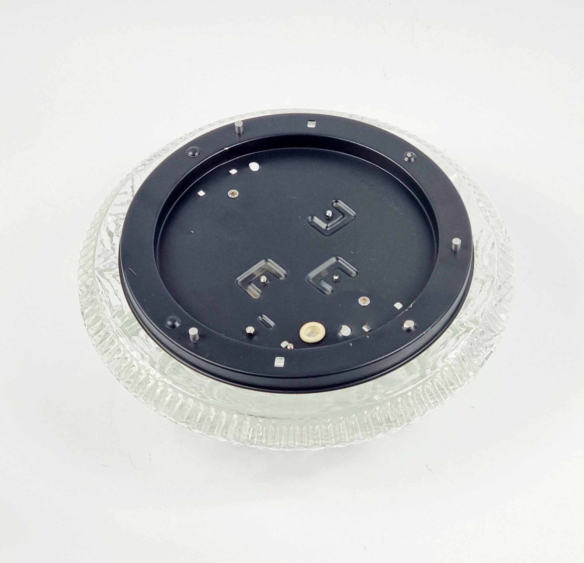 Lustre de plafond en verre transparent géométrique / montage encastré de Limburg, Allemagne, années 1970