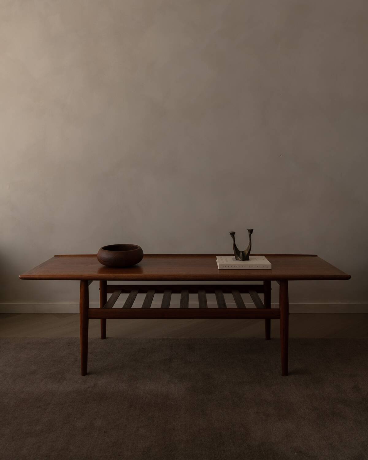 Danish Teak Coffee Table with Slatted Shelf, Grete Jalk 1960s