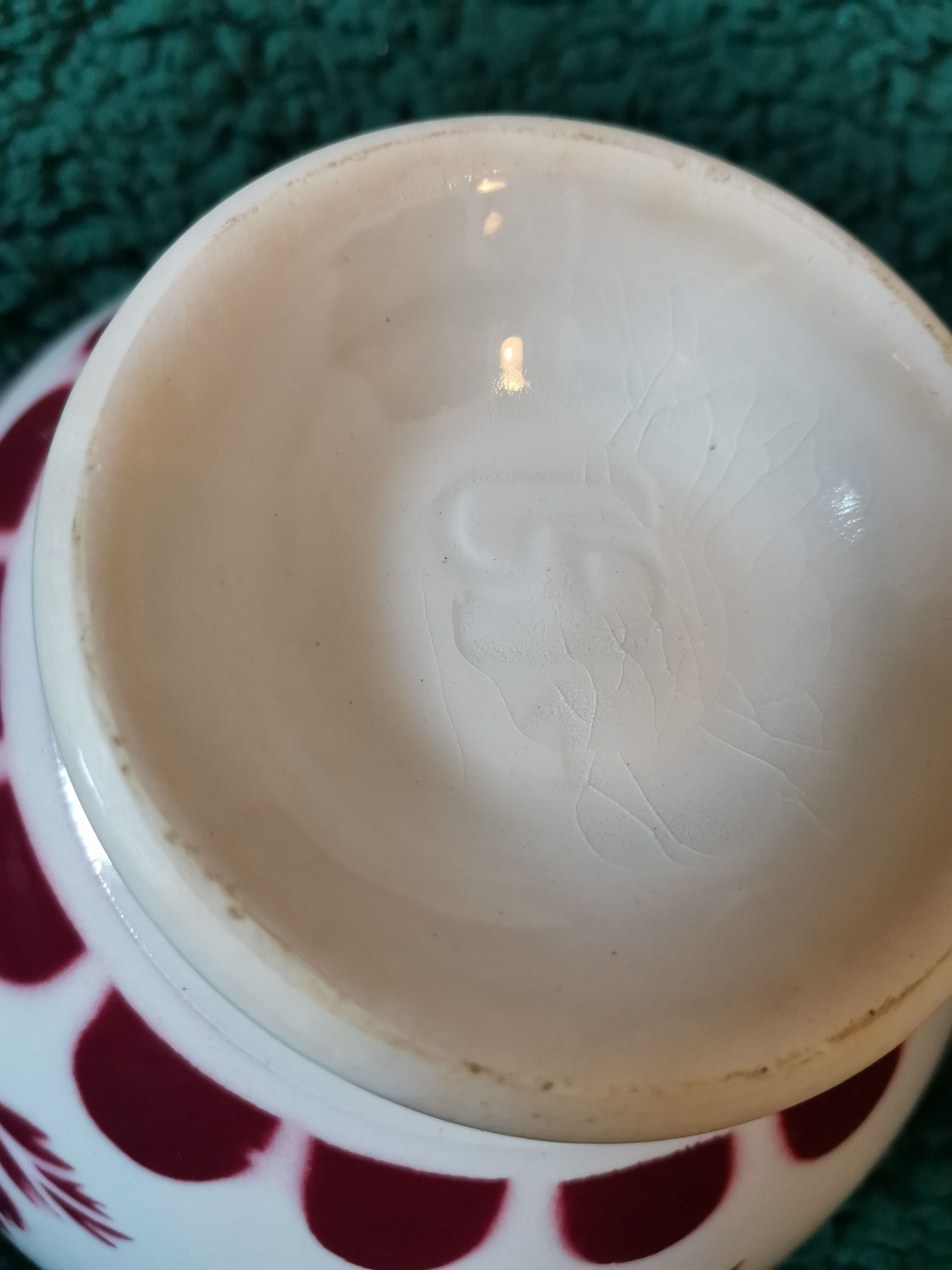 Old bowl Digoin pink red