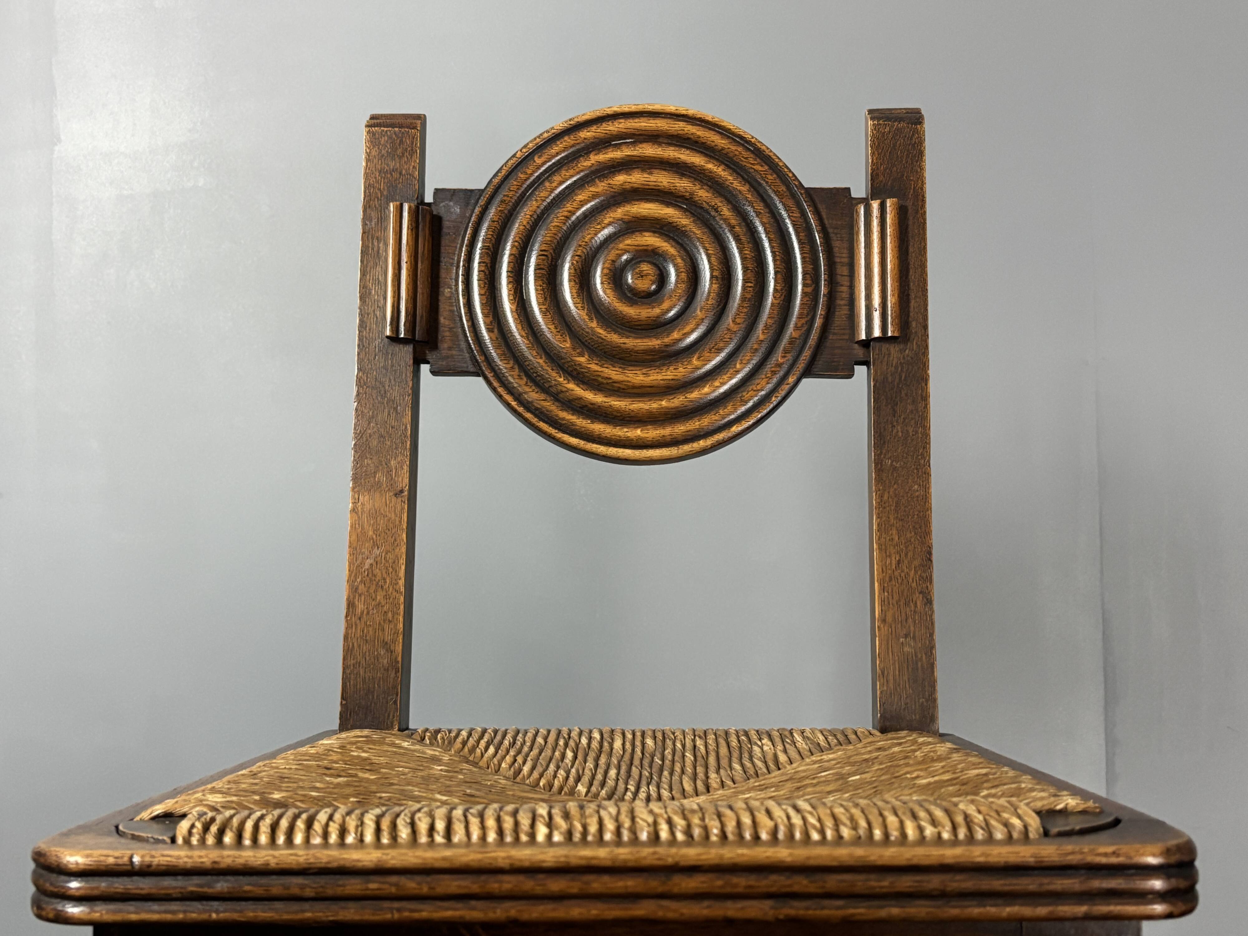 6 Farmhouse wood turned rush dining chairs