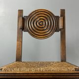 6 Farmhouse wood turned rush dining chairs