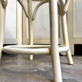 Stool in white curved beech and cane
