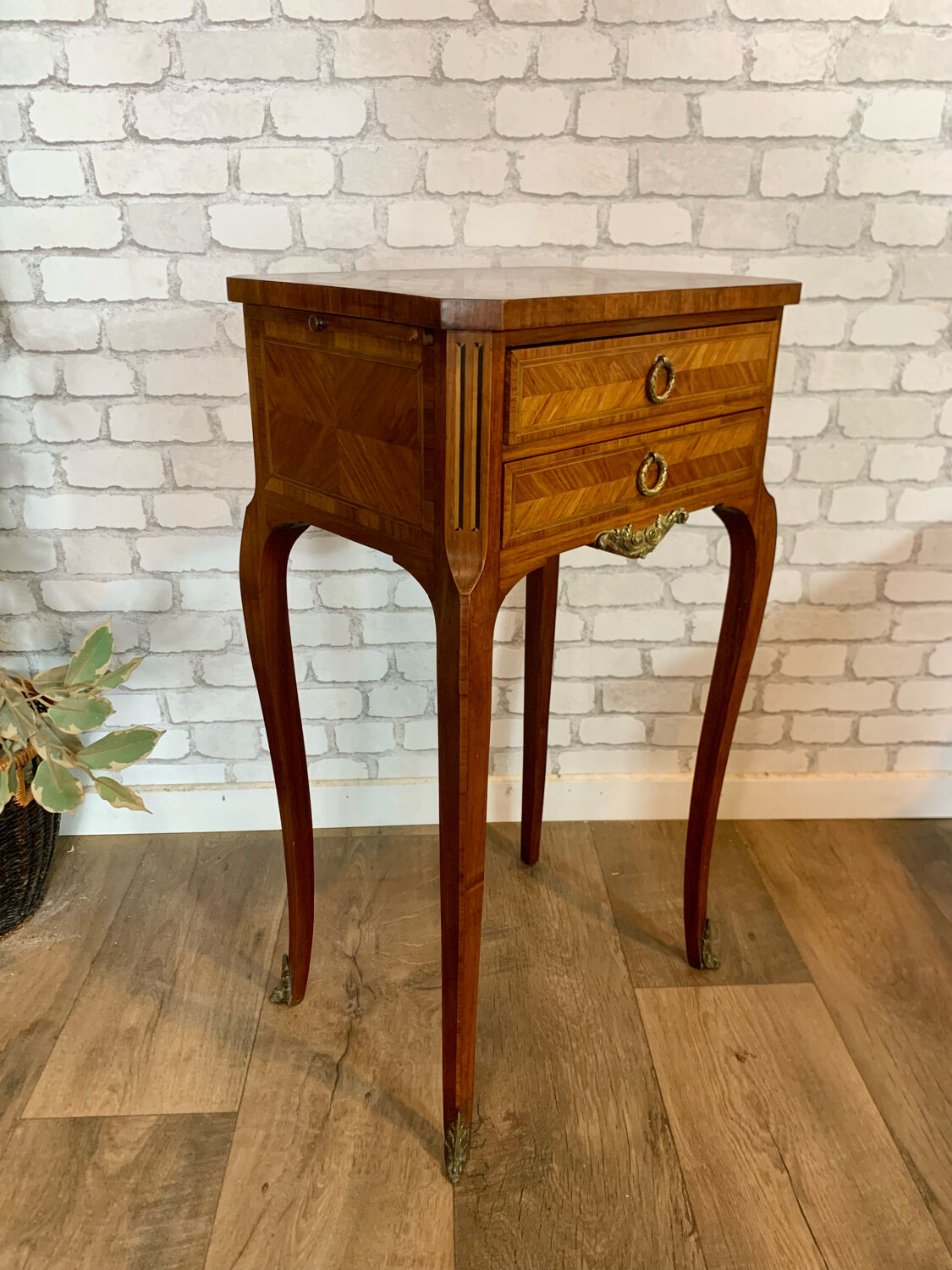 Bedside table in Louis XV style marquetry