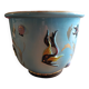 VINTAGE MONACO CERAMIC CACHE POT WITH RELIEF MARINE DECORATION & GOLD