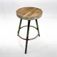 Tabouret trépied industriel vintage en acier et bois, 1950