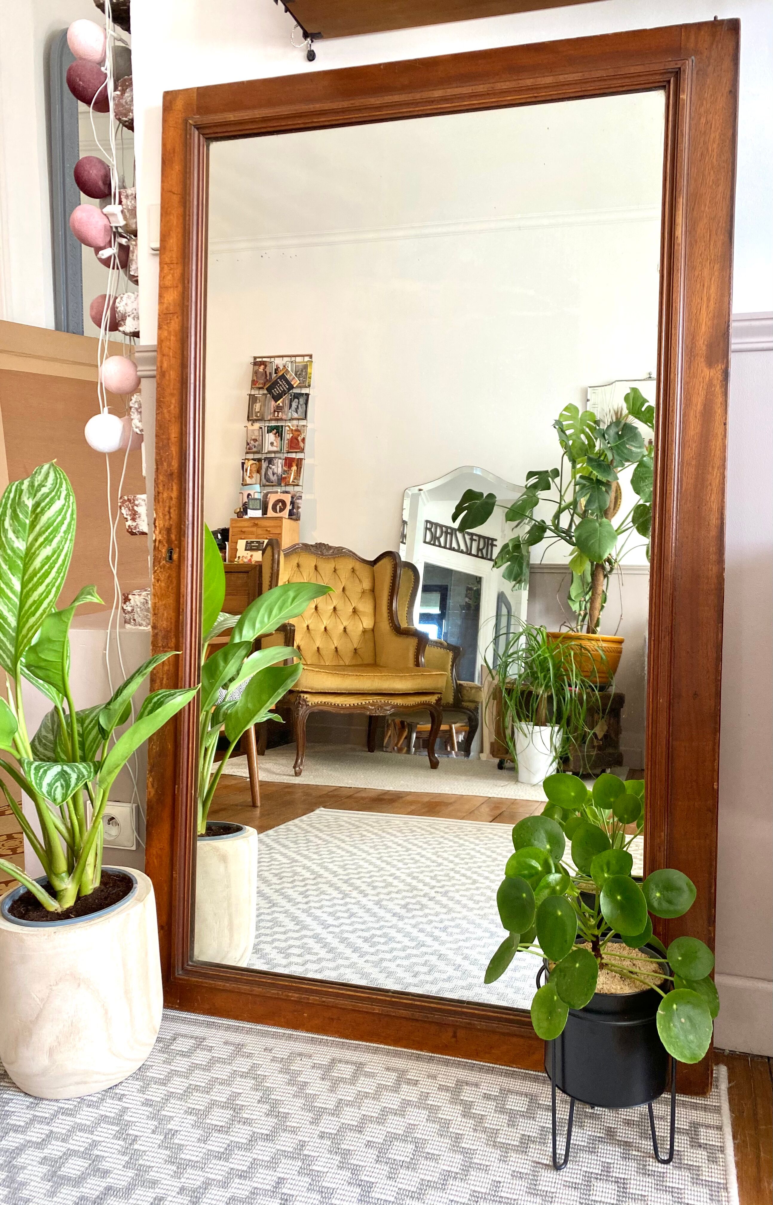 Vintage wooden door mirror 132x79