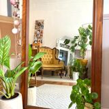 Vintage wooden door mirror 132x79