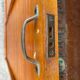 Storage craft cabinet with double oak curtains 1950