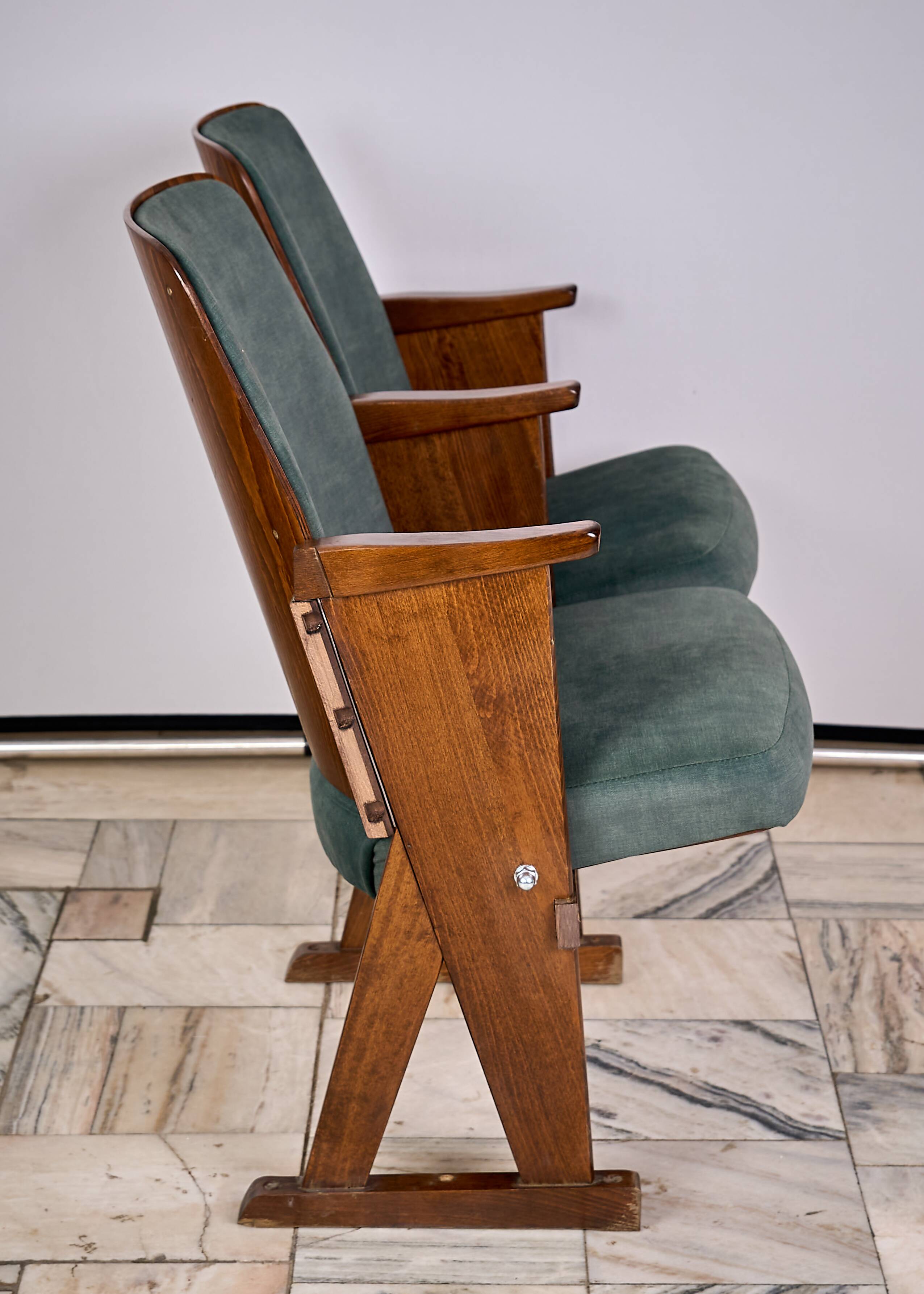 Vintage Czechoslovakian double cinema seats from the 1970s Retro Design