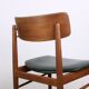 Set of 4 Danish chairs in teak, black skai and brass by Sax 1960.