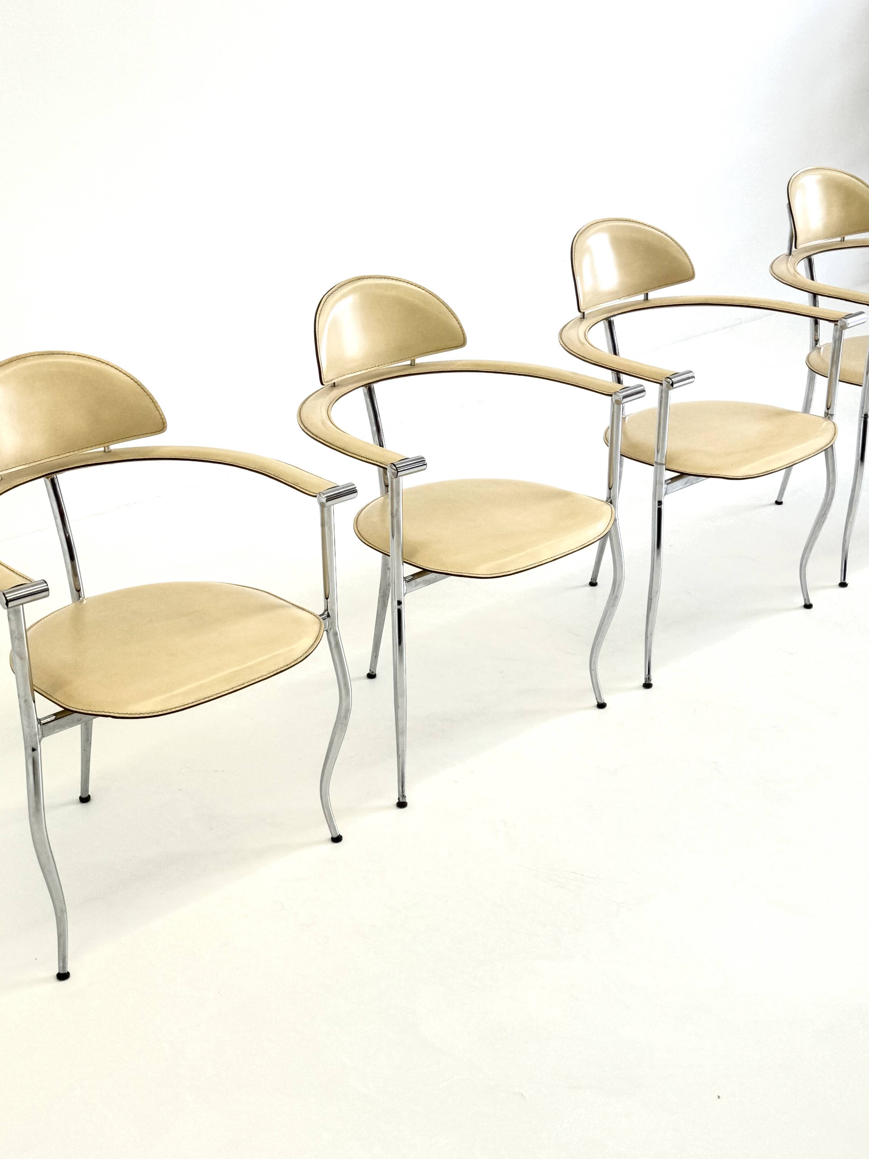 Set of yellow Marilyn Stiletto dining chairs Arrben Italy