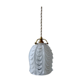 Suspension baladeuse art déco en verre dépoli années 30